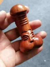 Ebony Wood Carved Penis Statue Towel Rack Holder Wooden Art Sculptures Decor