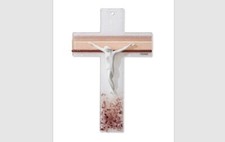 Crucifix cm 47 fabriqué artisanale en verre de Murano fabriqué en Italie