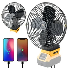 Jobsite Fan for Dewalt 20V Li-ion Battery Cordless Heavy-Duty Steel Camping Fan