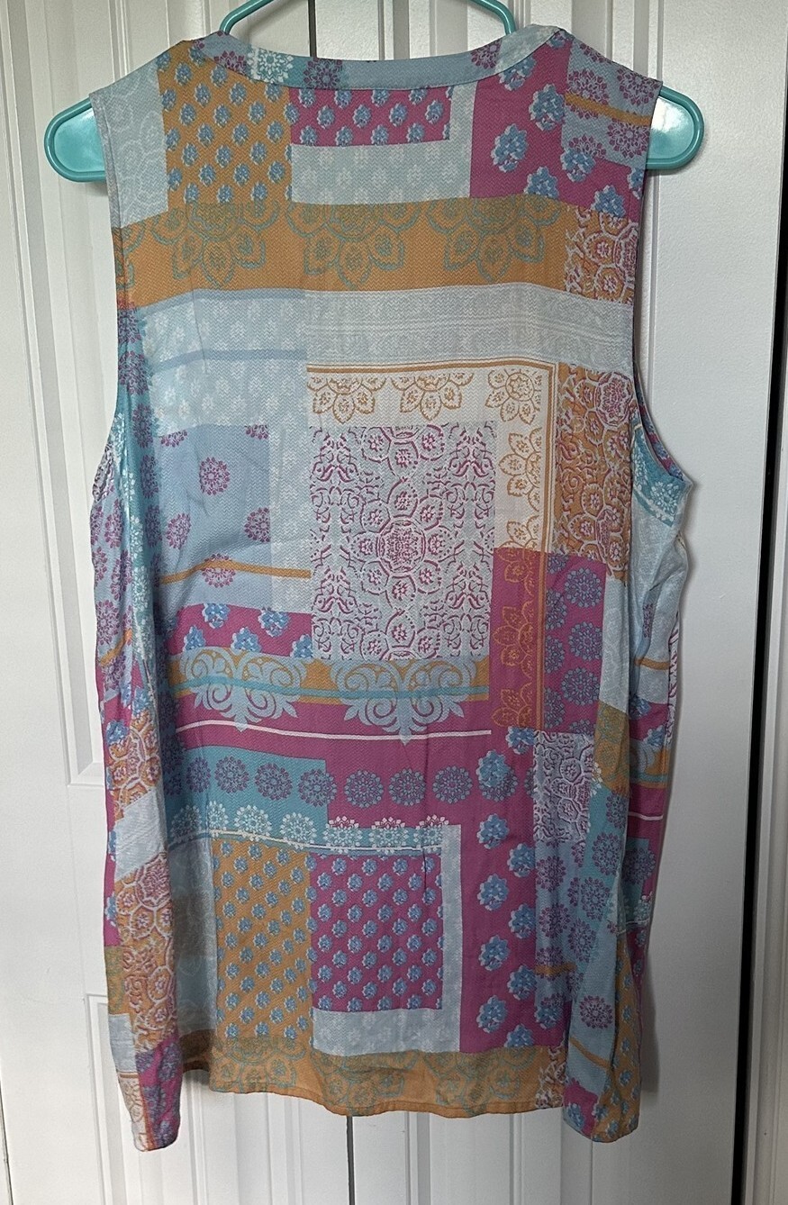 J. Jill patchwork sleeveless button down collarle… - image 6