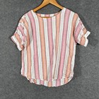 Regatta Top Womens 10 Petites Pink White Shirt Linen Coastal Career Corporate 3V