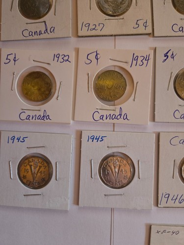28 LOT OF CANADA 5 CENT COINS 1924 - 1952 IN 2x2 LQQK - Picture 3 of 6
