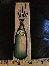 Rubber Stamps Hero Arts #7084 H1480 1998 Champagne Bottle Liquor Celebrate