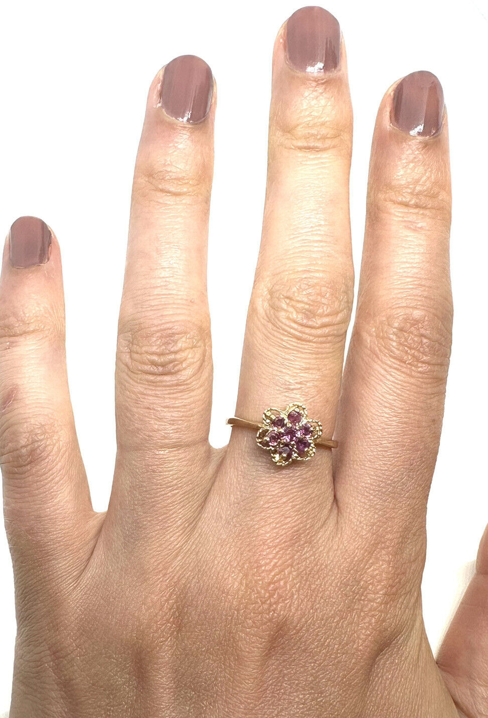 9ct Gold Ruby Ring Yellow Gold Ruby Ring Ruby Flo… - image 5