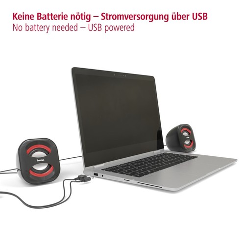 Hama Notebook Lautsprecher Mini Boxen Sonic Mobil 183 USB 3.0 Aktiv Stereo Rot/S - Bild 3 von 7