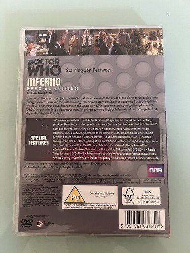 Doctor Who Inferno Special Edition DVD 2Disc Set UK Import Region 2 - Picture 2 of 6