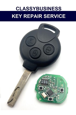 SMART FORFOUR FORTWO CITY ROADSTER 3 Tasten Fernbedienung Auto Schlüsselanhänger Refurbishment Fix