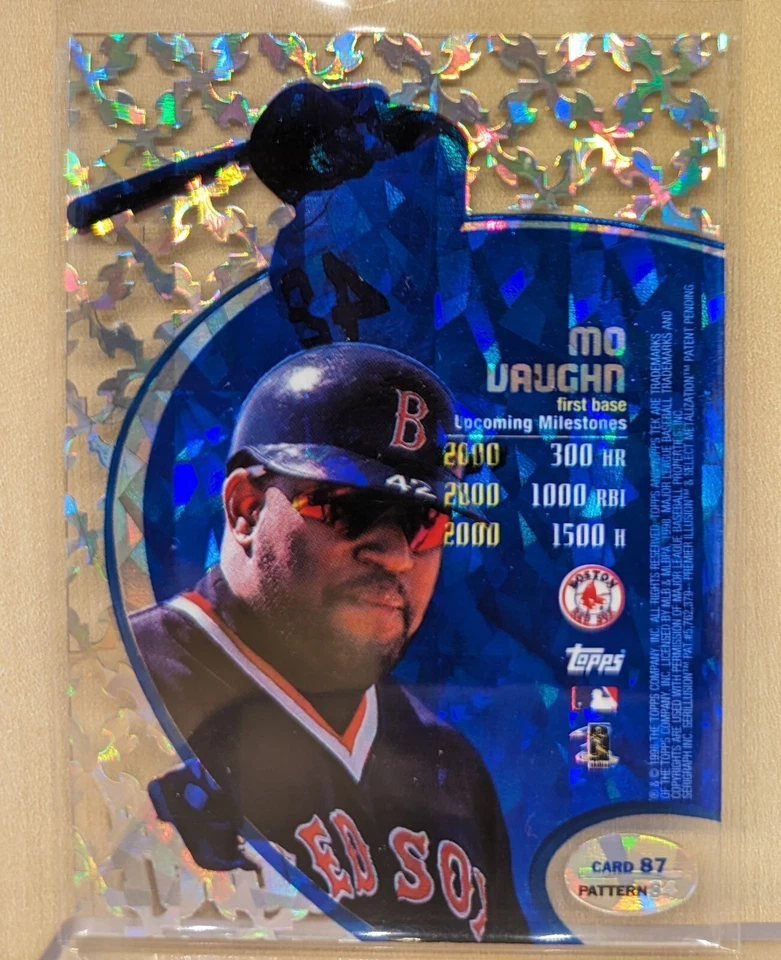 1998 Topps Tek Diffractor Refractor Finish Pattern #84 Mo Vaughn Red Sox #87 - Image 2 of 2