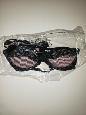 Be Wicked Lace Lingerie Pink Black Bra Large Brand New with Tags