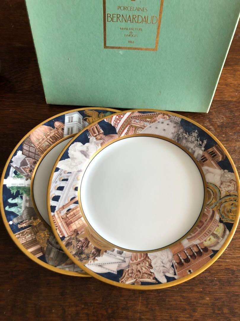 Bernardaud Limoges Metropoles Plate 26cm Pair Set Rome and Berlin