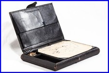 1909er J.Voyage Secrétaire / Bois / Cuir Nappa Housse/Tintenbehälter/Calendrier