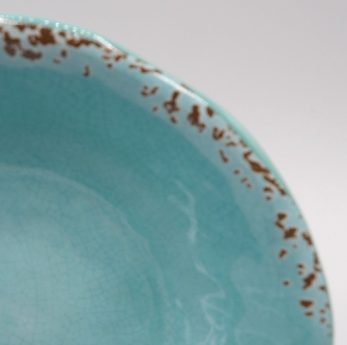TOMMY BAHAMA MELAMINE CEREAL BOWLS RUSTIC CRACKLE TURQUOISE SPATTERED BROWN S/4 - Picture 12 of 18