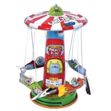 New Rocket Ride Tin Retro Toy Amusement Park Airplane Ride Non Electric Lever Op