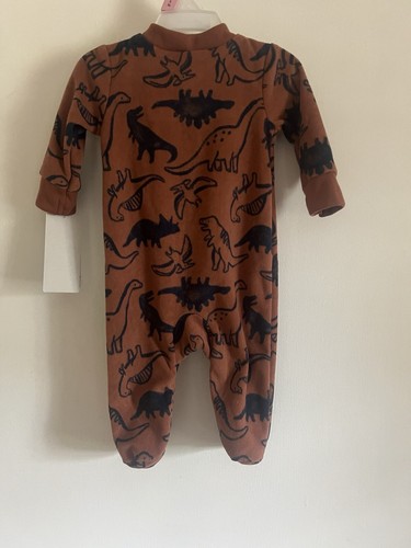 Infants Zip Sleeper 0-3 Months New With Tags! Dinasaur Pattern Brown Color Soft! - Picture 5 of 10