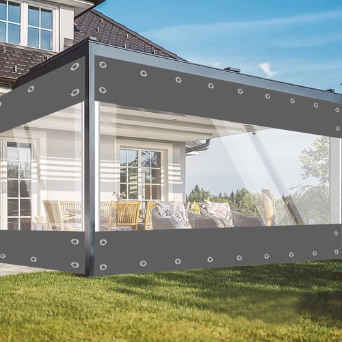 Outdoor Klar PVC Plane Vorhang Wasserdicht Schwerlast Terrasse Regenfest Vorhang USA - Bild 4 von 25