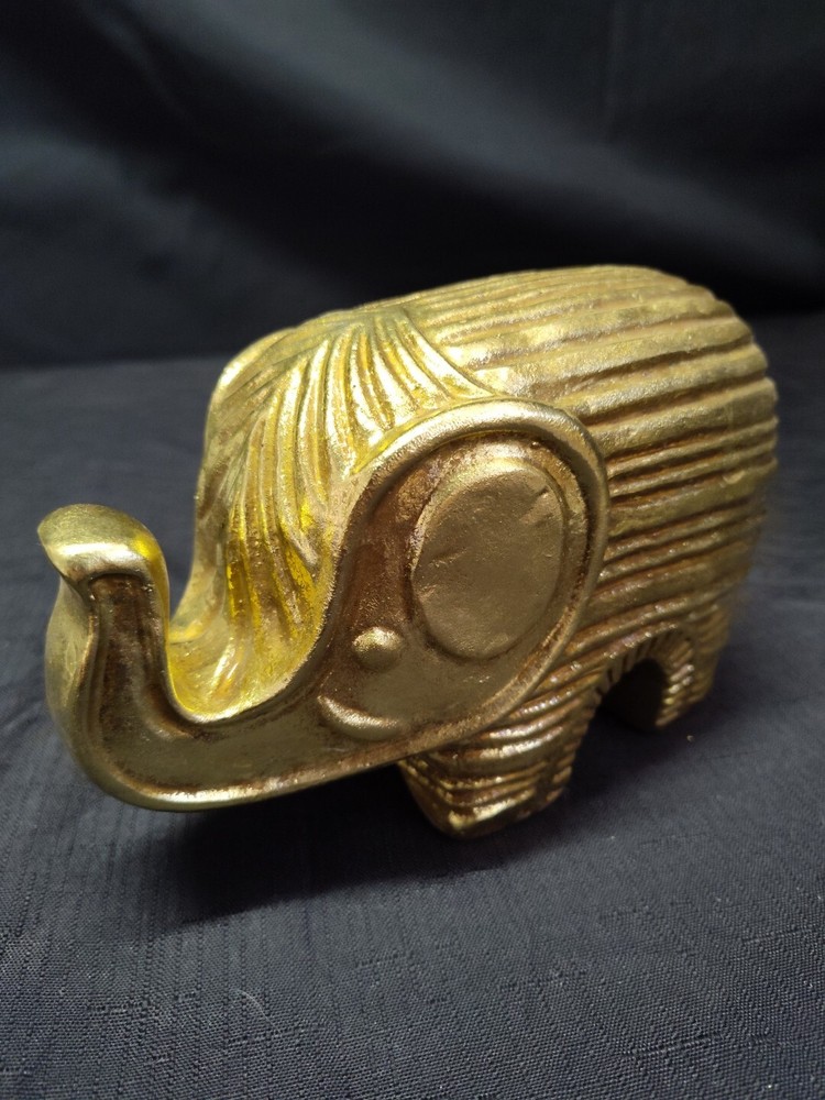 Elegant Gold Poly Stone Elephant 5x7x3