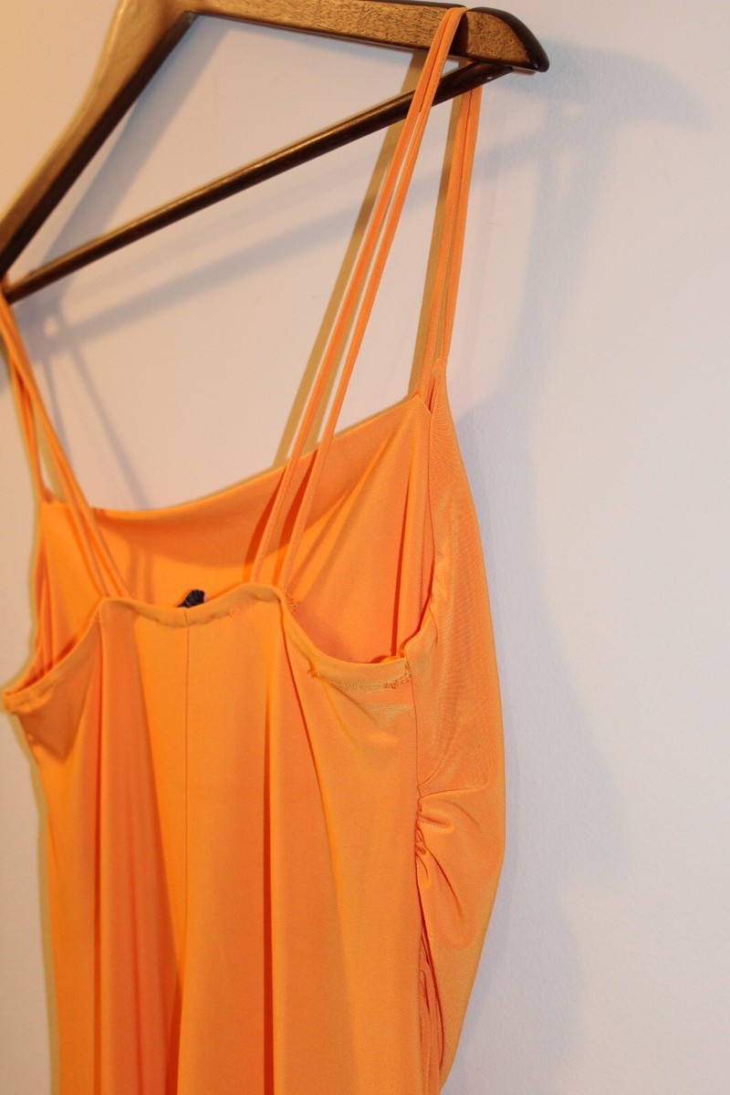 Zara NWOT Women's Orange Cowl Neck with Rouching Strappy