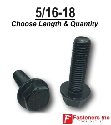 5/16-18 Grade 8 Flange Frame Bolt Black Phosphate & Oil (All Sizes & Qty's 5/16''