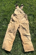 Carhartt Thrashed Destroyed Faded Brown Overalls 38x31/32 Grunge