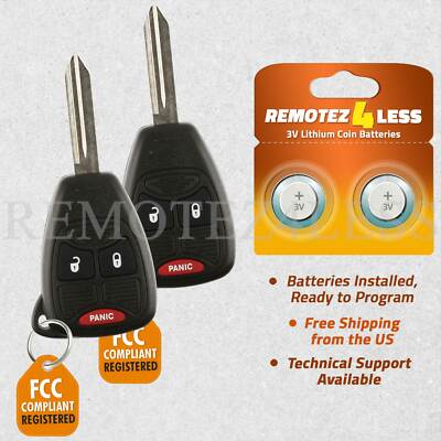 2 For 2008 2009 2010 2011 2012 Dodge Avenger Caliber Nitro Car Remote Key Fob
