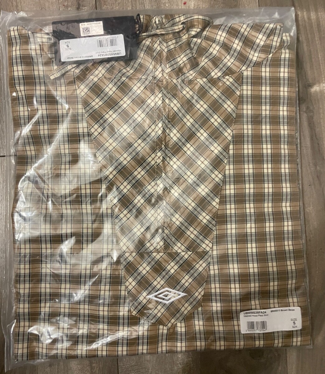 NEW UMBRO SLAM JAM PENALTY CULTURE plaid beige masked hoodie NEW UMBRO SLAM JAM PENALTY CULTURE plaid beige masked hoodie