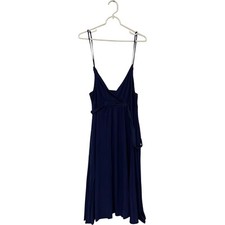 Boston Proper Navy Blue V-Neck Sleeveless Midi Dress Belted Adjustable Strap