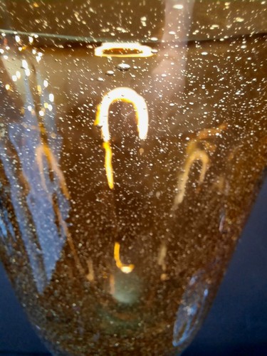2 Hand Blown Artland Bubble Amber Gold Glass Goblets 8 1/4" - Picture 11 of 12