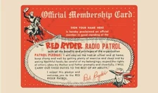 RED RYDER RADIO PATROL OFFICIAL MEMBERSHIP CARD - VINTAGE REPRINT