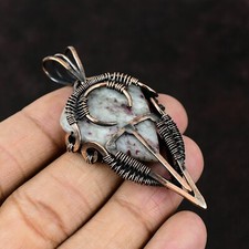 Pink Tourmaline Gemstone Jewelry Copper Bestie Gift Wire Wrapped Pendant 2.68"