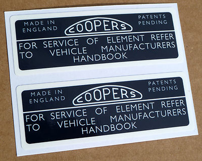 Vintage Classic Retro COOPERS MGB Luftfilter Gehäuse Aufkleber, glänzend laminiert