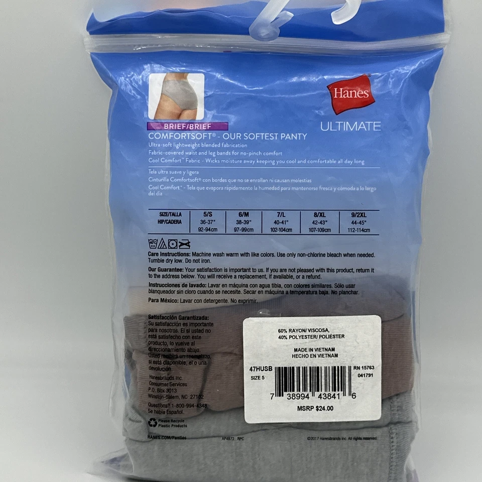 Hanes Ultimate Comfort Calzoncillos Suaves 4 Pares Mujer 5/S Gris Tostado Rayón-Poliéster NUEVO Foto 2 de 4