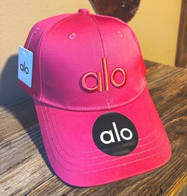 Alo Pink Logo Baseball Cap Adjustable One Size Unisex Adults