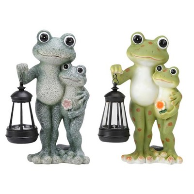 Outdoor Garten Frosch Statue mit Solar Lampe süß für Hof draußen Blumentopf