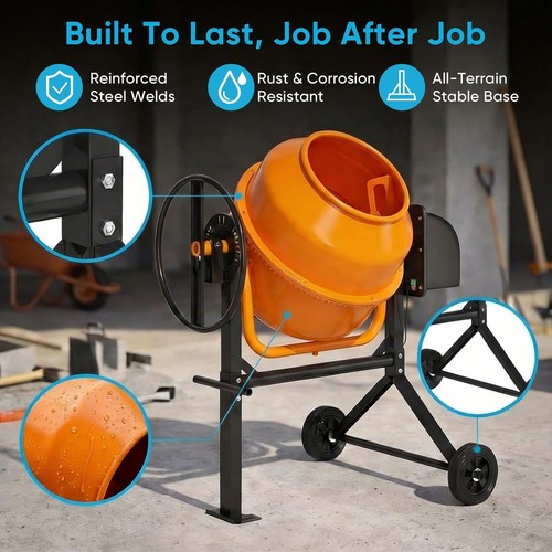 5.5 Cu.Ft. Electric Cement Mixer, Portable Concrete Mixer, Mortar Mixing for - 第 6/6 張圖片