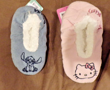 Hello Kitty OR Stitch Corduroy Sherpa Slipper Socks Girl's Sizes New w/Tags