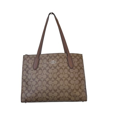 バッグ COACH Signature monogram Tote Bag A4 Coach Nina Carryall Signature Logo Canvas Tote Shoulder Bag Brown