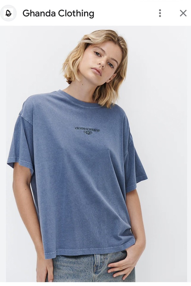 Ghanda Shirt Womens 8 Ocean State Oversized Tee T-Shirt Coastal