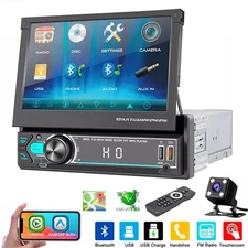 7" Single 1 Din Carplay Car Stereo flip Out Touch Screen Car Radio MP5 Player FM