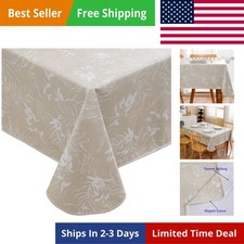Heavy Duty Vinyl Tablecloth with Flannel Backing Waterproof Oil-Proof Plastic...