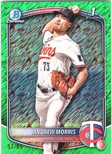 2025 Bowman #BCP-90 Andrew Morris Chrome Prospects Green Shimmer Refractor #/99
