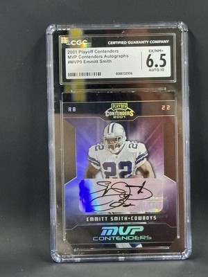 2001 Playoff Contenders MVP Contenders Autographs #MVP9 Emmitt Smith 6.5, 22/25.