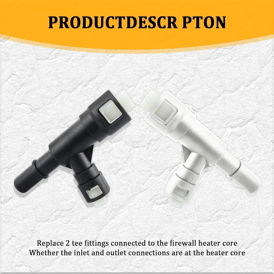 Crynod Pack-2 Car Heater Inlet Hose Connector, Plastic Durable Standard OE Replacement 15055343 15055342, Three-way Cooling Water Pipe Joint, Compatible With Cadillac Chevrolet GMC (Black & White