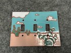 Southwest style triple switch plate terra cotta Adobe Cactus Clouds
