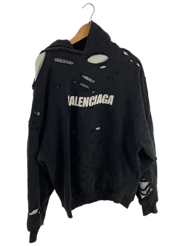 BALENCIAGA 21SS Cappellini Distrutti Felpa con Cappuccio XXS Cotone Nero 659403 TKVB6
