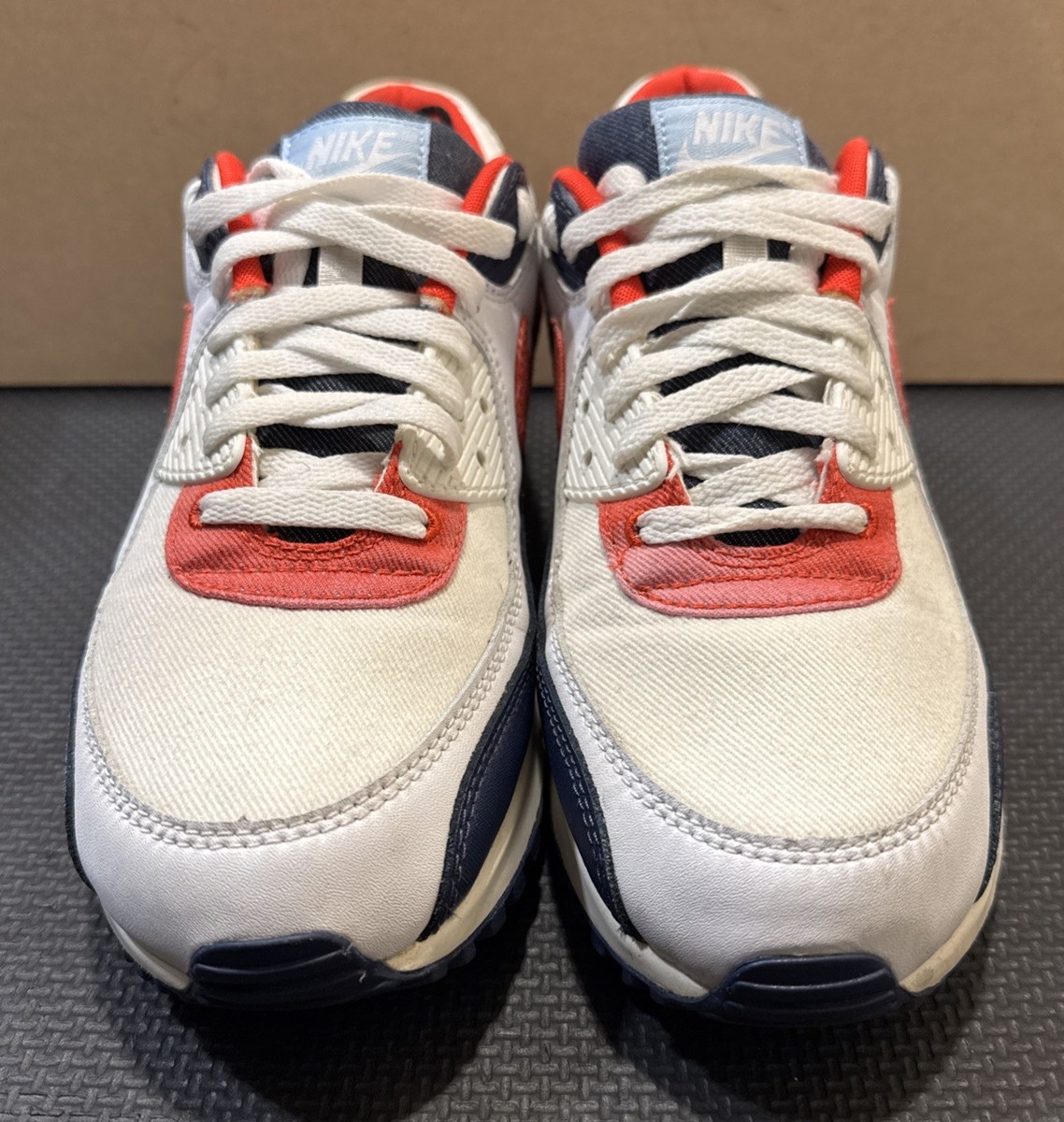 Nike Air Max 90 Denim White Red Blue DJ5170-100 Mens Size 9.5 Nike Air Max 90 Denim White Red Blue DJ5170-100 Mens Size  main image 4