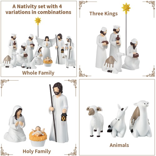 Nativity Sets for Christmas Indoor,12 Pieces 6.5 Inch Elegant Nativity Set fo... - Picture 2 of 7