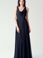 Jenny Yoo Liana Navy Chiffon Maxi with Cowl Bodice Formal Occasion Bridesmaid