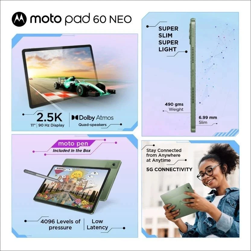 MOTOROLA Pad 60 Neo Green (8 GB RAM 128 GB ROM) 11 inch with Wi-Fi+5G Tablet - Image 2 of 4