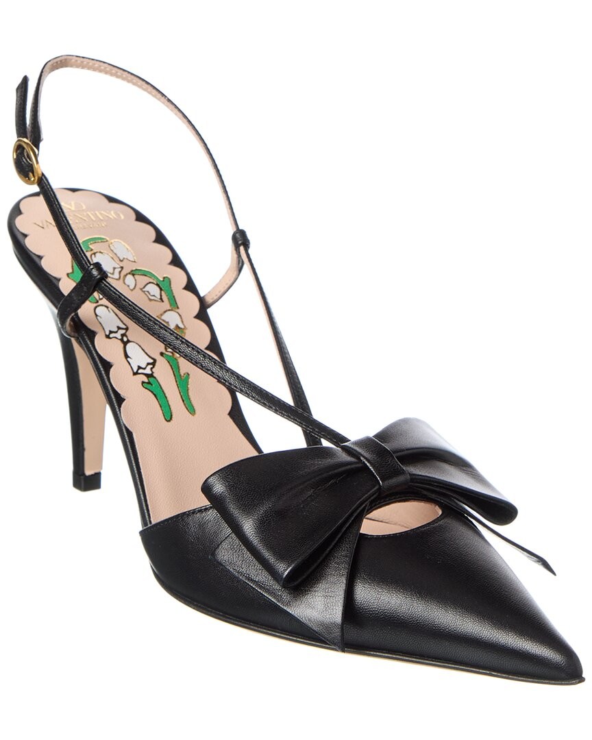 Valentino Bowow 85 Leather Slingback Pump Womens Black 38 136690₽