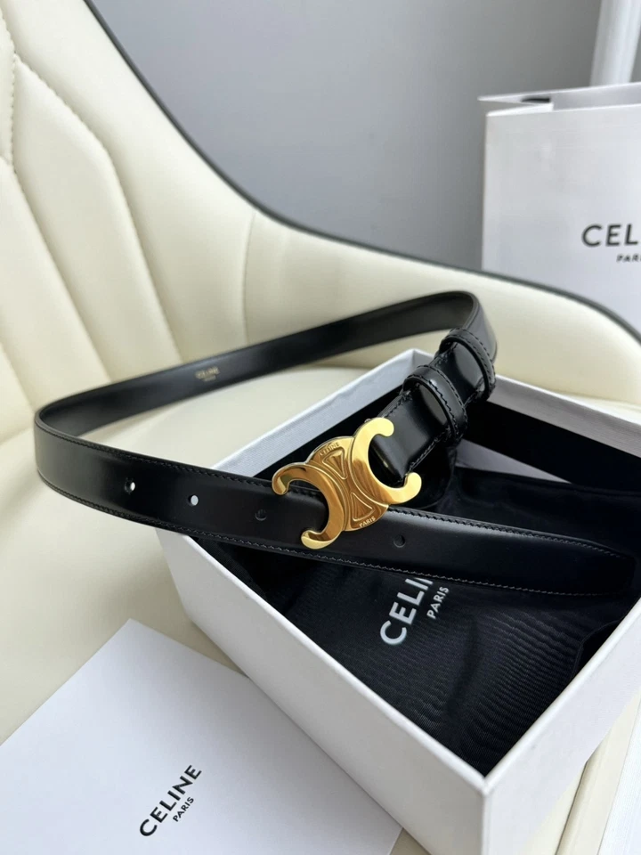 Celine 全黑金色标志牛皮皮带 85 码 — 第 3/4 张图片